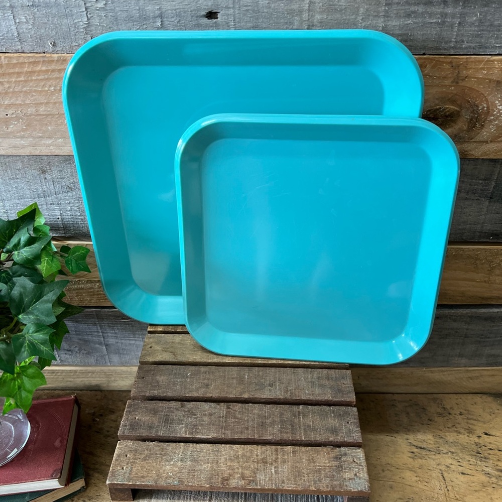 Set of 2 Room Essentials Turquoise Blue Melamine Dinnerware Set - Picture 4 of 5